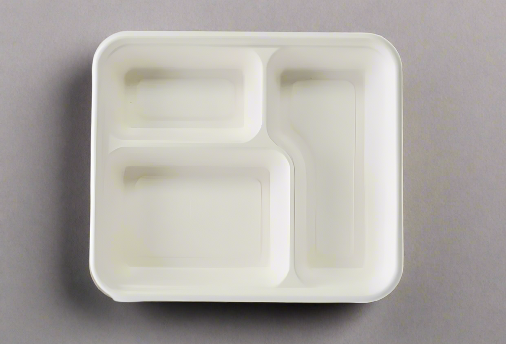 3-Compartment Bagasse Container