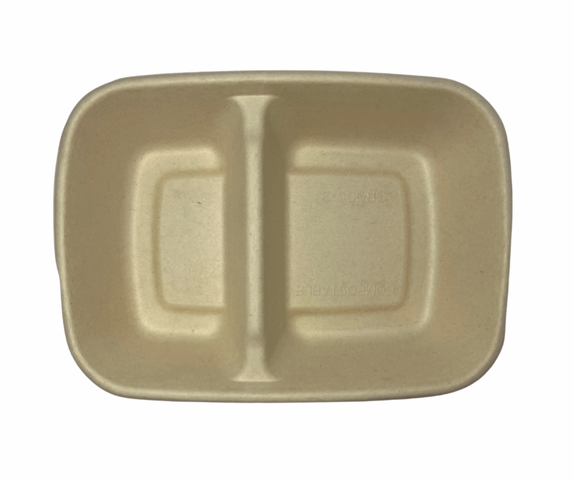 30oz 2 Compartment Molded Fiber Rectangular Tray - This Element Inc.