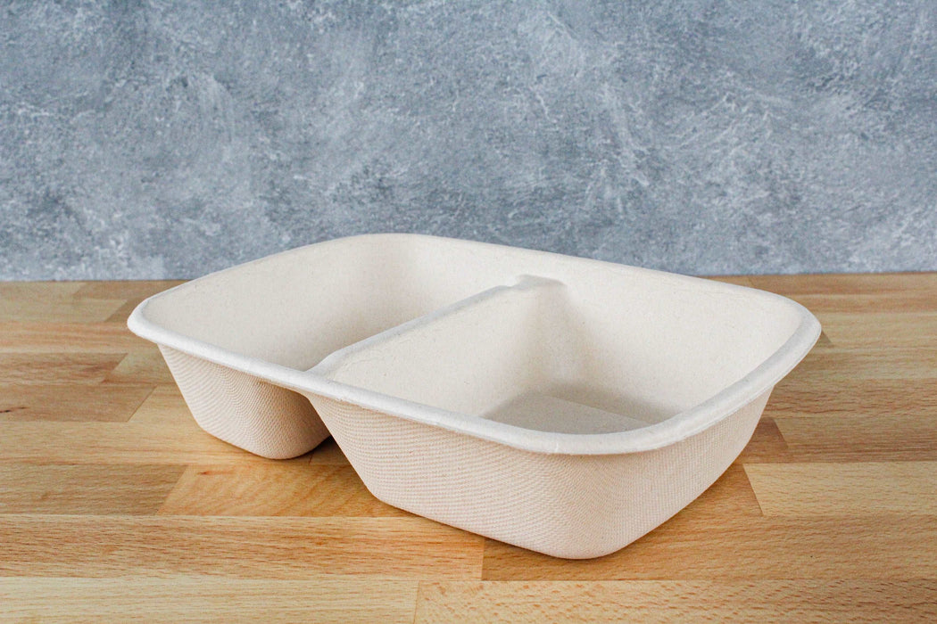 30oz 2 Compartment Molded Fiber Rectangular Tray - This Element Inc.