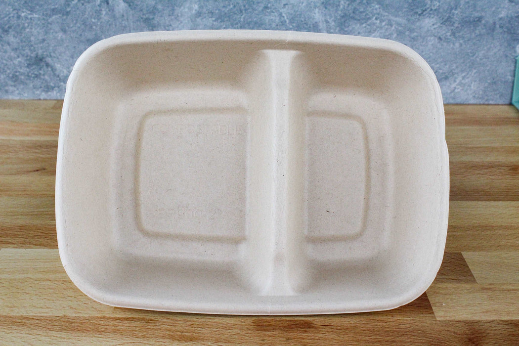 30oz 2 Compartment Molded Fiber Rectangular Tray - This Element Inc.